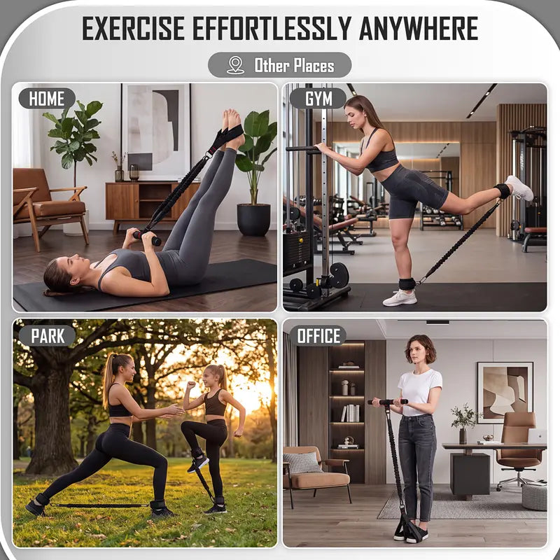 Pedal Resistance Band with Handle & Ankle Resistance Bands with Cuffs Set, Portable Home Gym Equipment for Core Pilates, Sit-Ups & Full Body Workouts