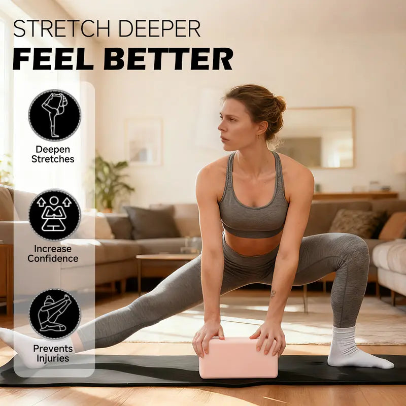 2-Pack EVA Foam Yoga Blocks - Anti-Slip Yoga Equipment, EVA Foam Feels Soft yet Supportive, Portable Pilates Equipment, Multifunctional Pilates Gear, Deep Stretch Aid for Beginner Home Workout Gear, Gym to Home Use
