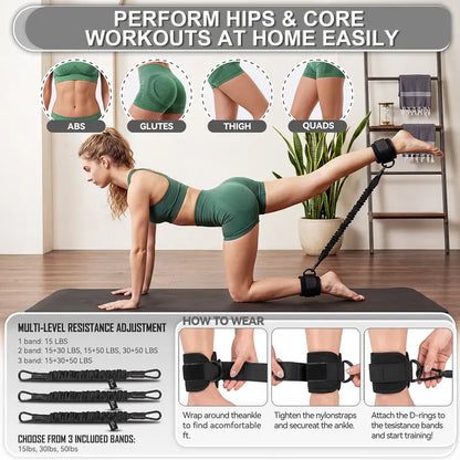 Pedal Resistance Band with Handle & Ankle Resistance Bands with Cuffs Set, Portable Home Gym Equipment for Core Pilates, Sit-Ups & Full Body Workouts